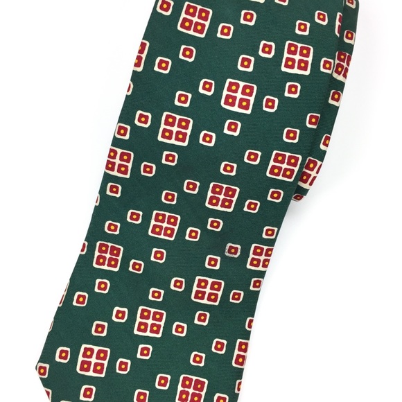 Brooks Brothers Silk Tie, green geometric shapes - Picture 2 of 3
